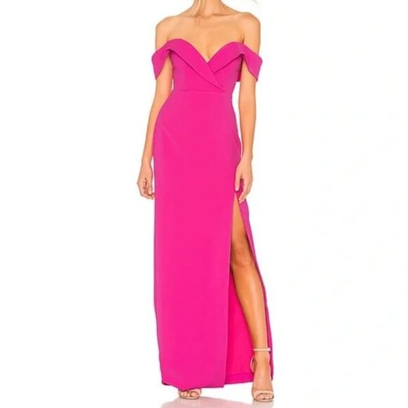 NWT REVOLVE x NBD Paris Samuel Gown Off Shoulders Fuchsia Pink XS MSRP $270 - Picture 3 of 7
